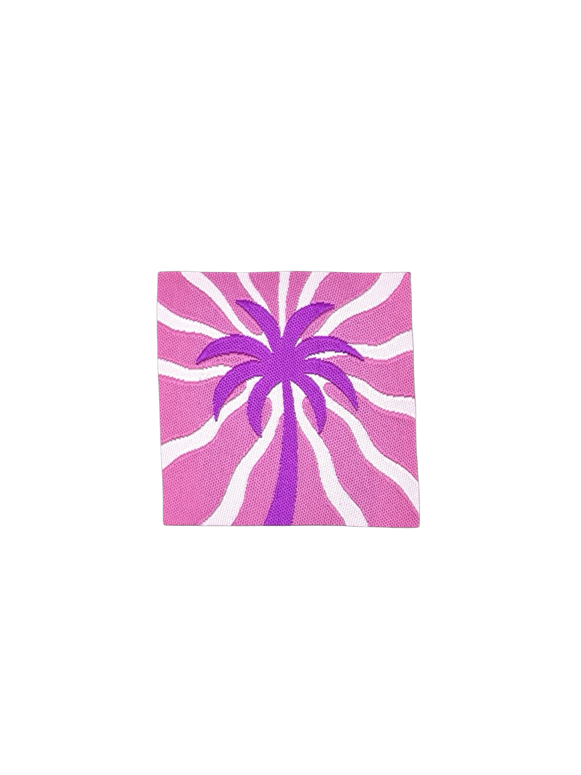 Abstract spiraalvormig patroon in roze en paars met witte strepen en gestippelde textuur